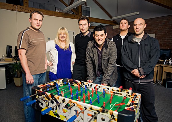 Mark Ling (centre) with his Affilorama team at their Christchurch office 